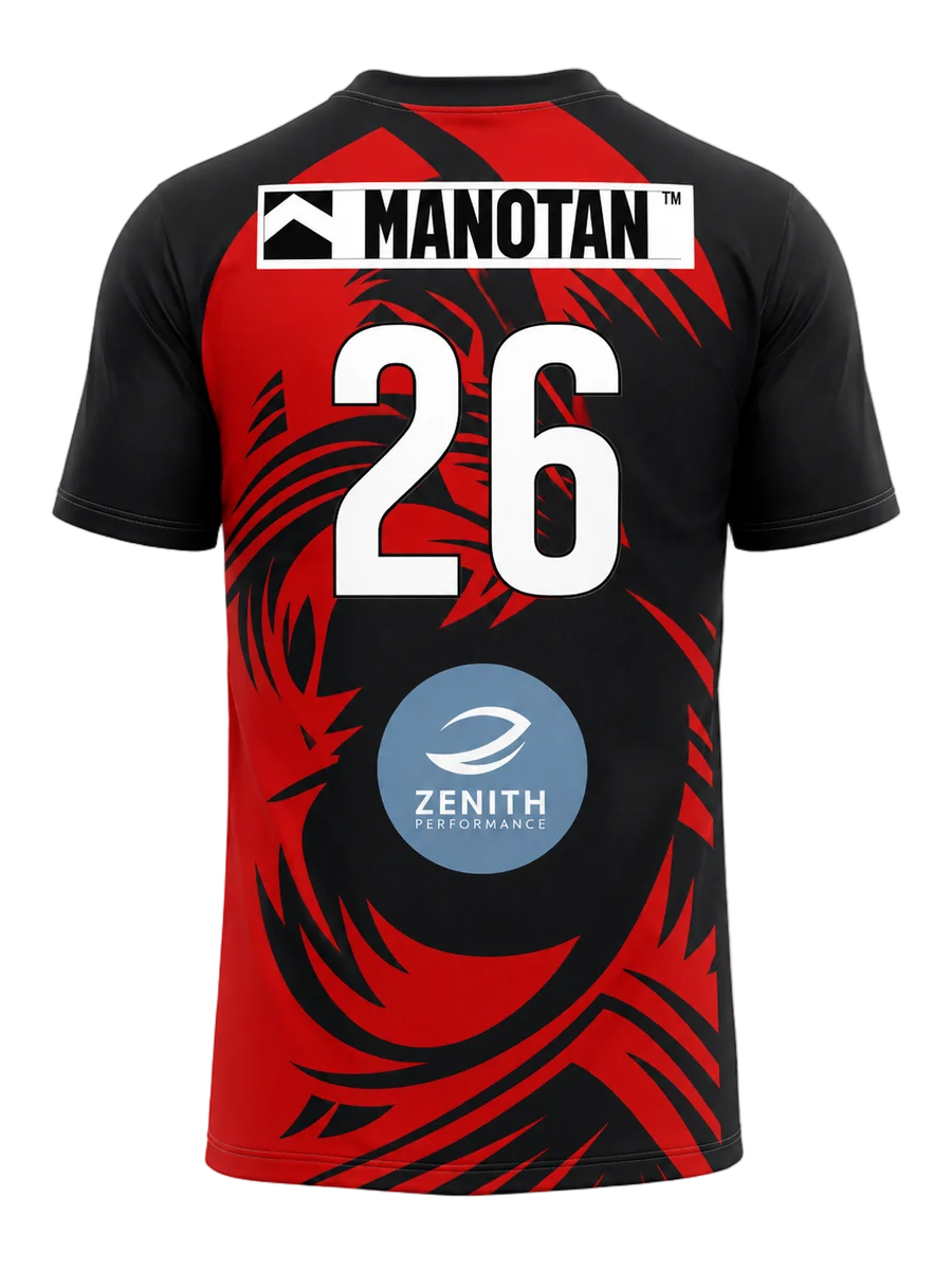 The TR7 jersey back, showing the MANOTAN wordmark across the shoulders above the number 10